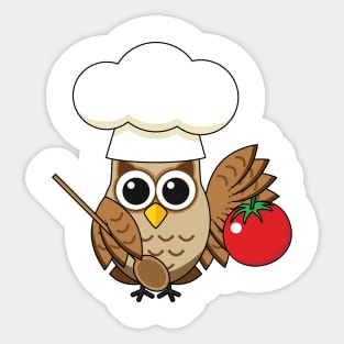 Cute Cooking Owl Cartoon Sticker